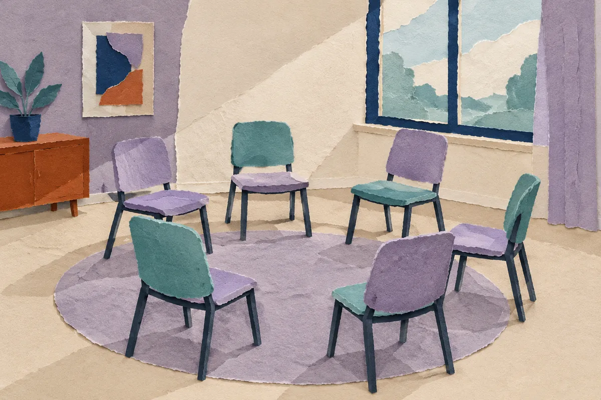 Sala con sillas en círculo, un espacio comunitario pensado para conversar con calma
